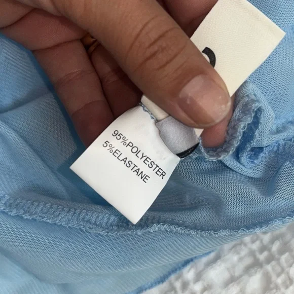 Commsense Strapless Rooched Tendril Baby Blue Mini Dress Sheer Size Medium - Picture 8 of 8